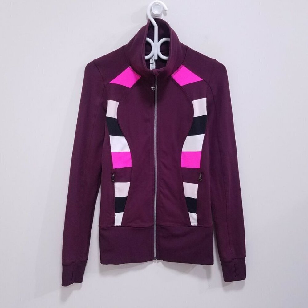 COPY-Lululemon Women Plum Nice Asana Jacket Stripes Size Tag Missing